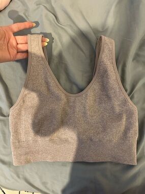 Aerie Ribbed Scoop Neck Bralette - Taupe
